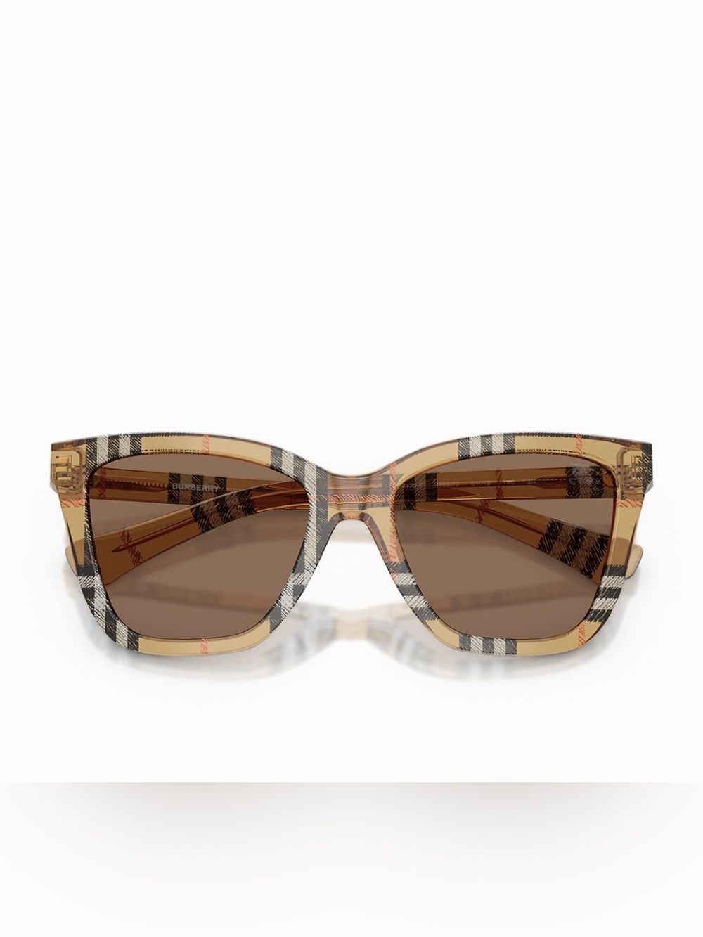 Burberry Beige Plaid Frame Sunglasses with Brown Lenses
